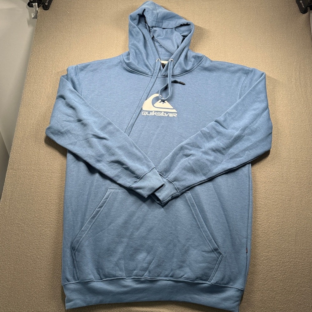 Quiksilver Hoodie Men XLT Blue Logo Pullover Tall Fleece Sweatshirt